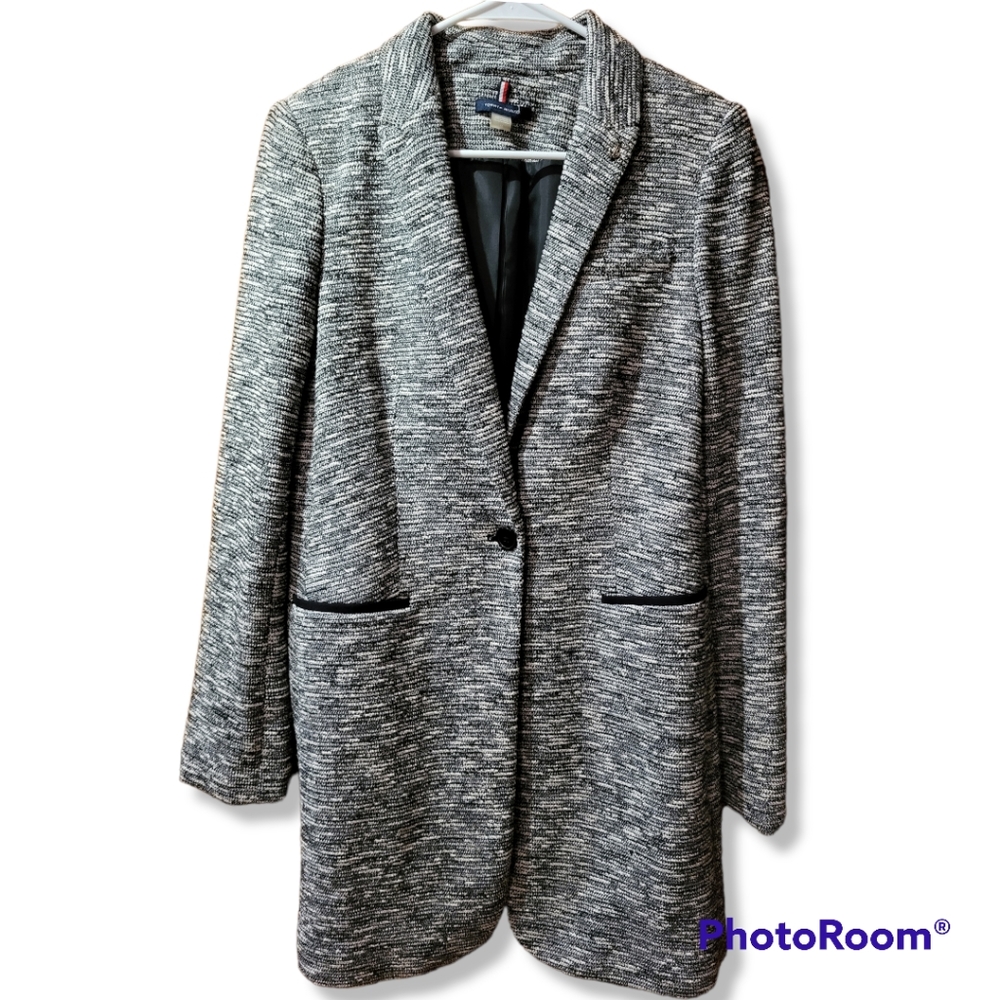 Tommy Hilfiger Women's Coat Twill Black White Size 10